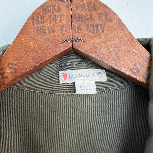 JCrew Crewcuts Kids Girls Short Sleeve Twill Cadet Field Dress in Green 14 - Picture 3 of 11